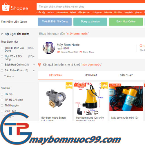 Hình ảnh máy bơm nước Shopee