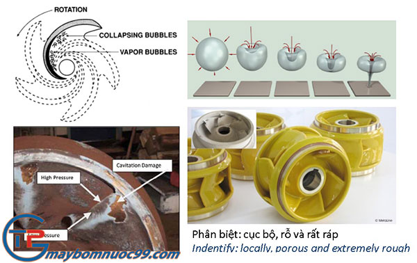 Hình ảnh hiện tượng xâm thực trong bơm ly tâm