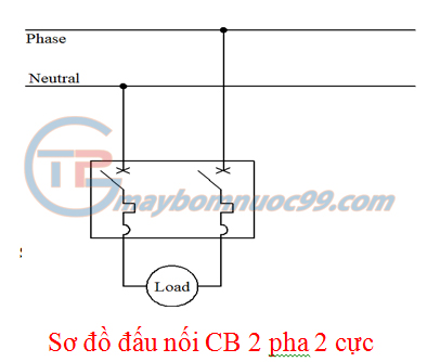 Hình ảnh sơ đồ đấu nối CB 2 pha 2 cực