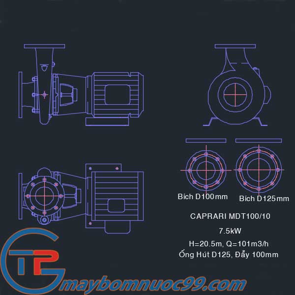 File CAD máy bơm nước trục ngang