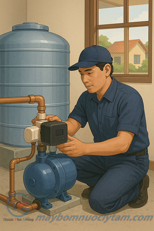 Lắp đặt máy bơm nước tăng áp cho gia đình