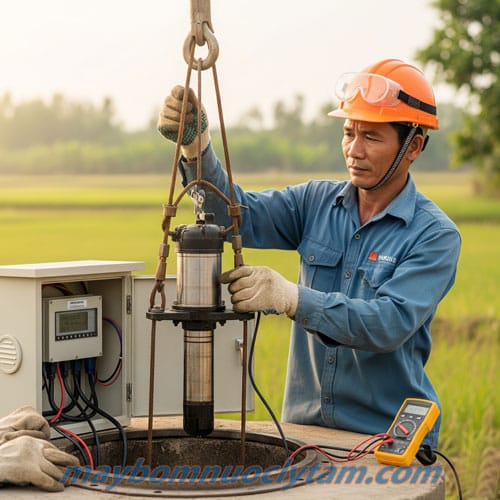 Lưu ý kỹ thuật lắp đặt máy bơm giếng khoan